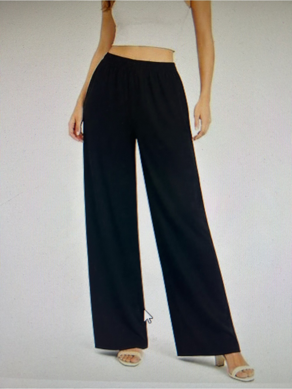 Zara Black Wide-Leg Elastic-Waist Pants